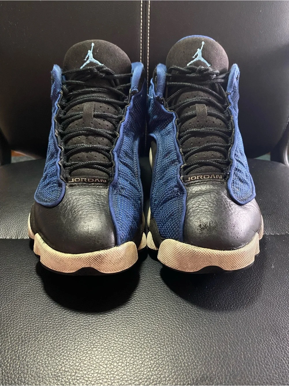Air Jordan 13 Retro Brave Blue and Black Basketball Sneakers Size 8.5